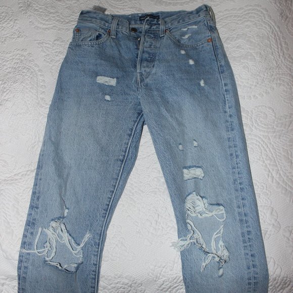 Levi's Distressed 501 Skinny Jeans Sz 24 - Picture 3 of 9
